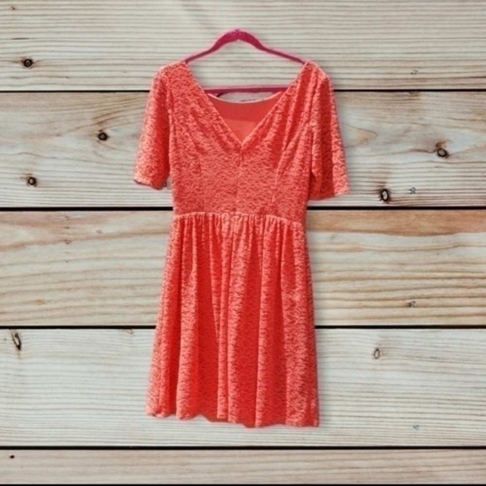 Jessica Simpson Coral Scoop Lace Mini Cocktail Dress Size 10 - Picture 3 of 11
